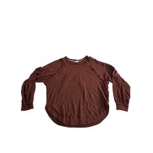 Pilcro Brown Ruffle Raw Hem Long Sleeve Top XS Loose Fit